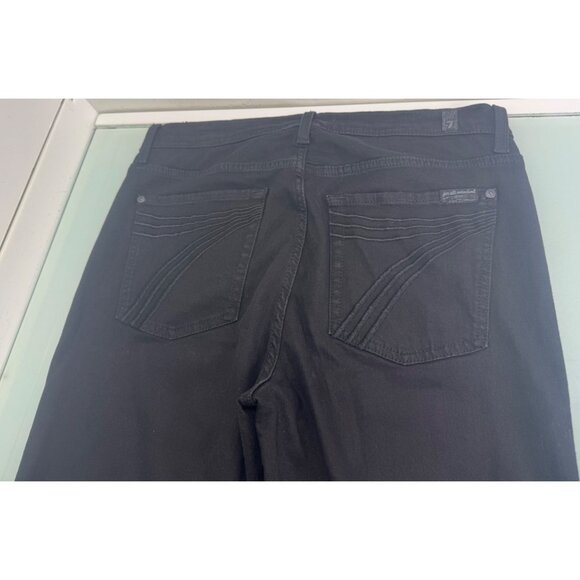 7 For All Mankind Dojo Womens Jeans 31X30 Flare Leg Black Denim Wide Leg Stretch - Picture 2 of 13